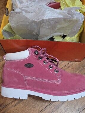 Lugz Pink Faux Suede Lace-Up  Boot Size 6.5
